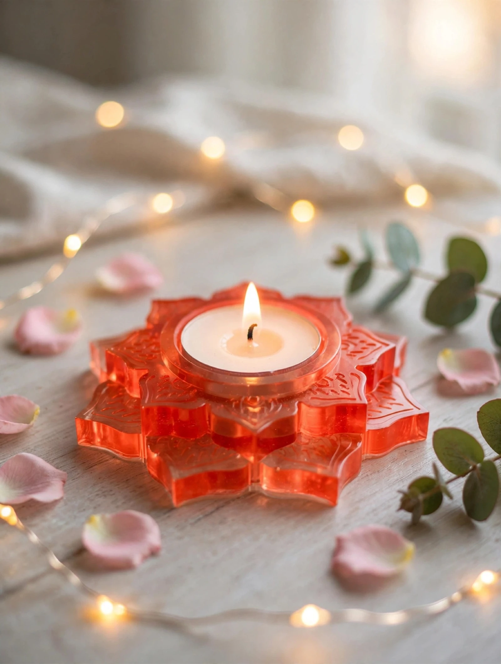 Bougeoir fleur de lotus plat 